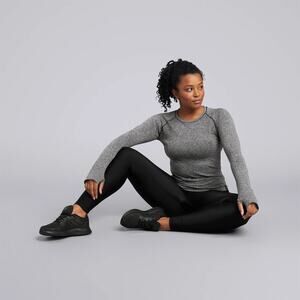 HPE Womans Cross X Seamless Long Sleeve Top - Grey Size Large